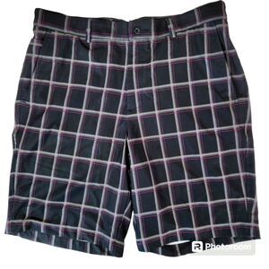 Dunning Golf Mens Polyester Spandex Blend Plaid Flat Front Shorts 36